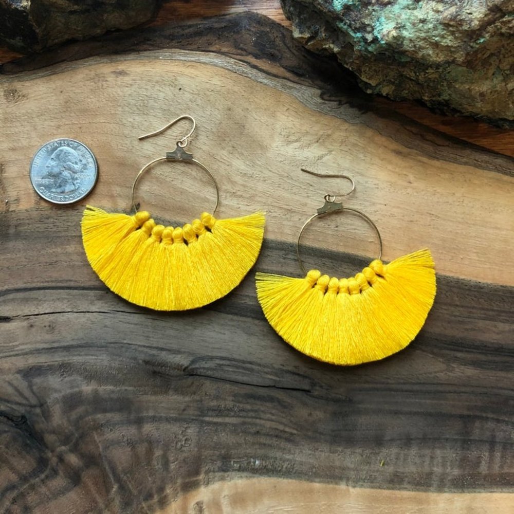 Yellow Lightweight Tassel Earrings